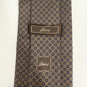 Brioni NEW Men's Recent Tie Brown Geometric Floral Woven Silk 3.5" (W) x 58" (L)